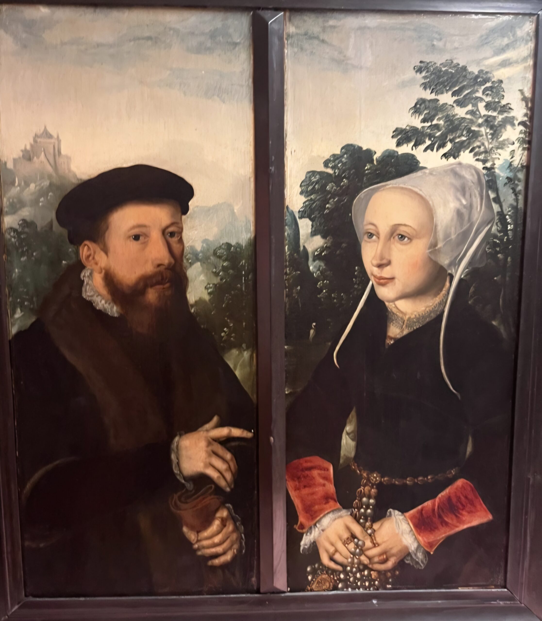 tweeluik, waarop de Goudse regent Jan Jacobszoon van Rosendaal (van de polder tusssen Haastrecht en Oudewater) en zijn Oudewaterse echtgenote Leytge Amelgersdochter van Rijswijck staan afgebeeld.